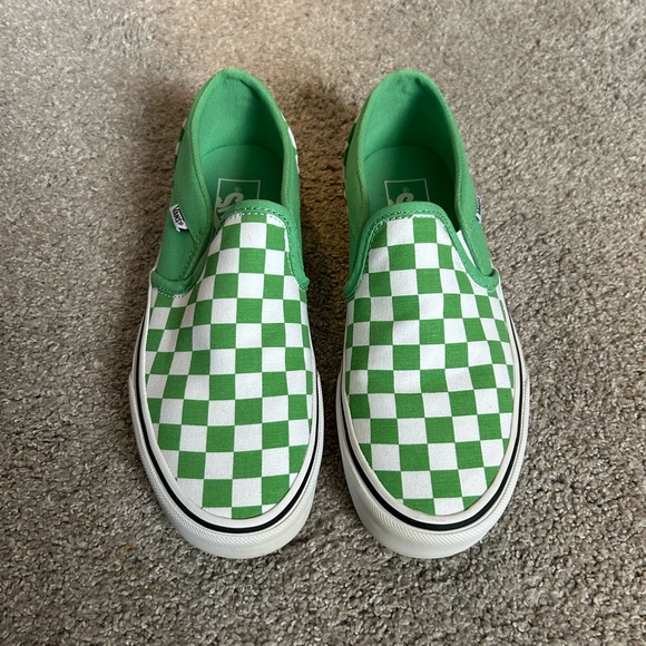 Vans Shoes - Vans Green and White Checkerboard Canvas Sneakers